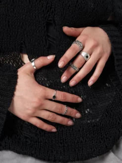 Minga London Ace Of Spades Silver Rings Set Clothing