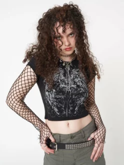 Minga London Angel Wings Black Crop Tee Clothing