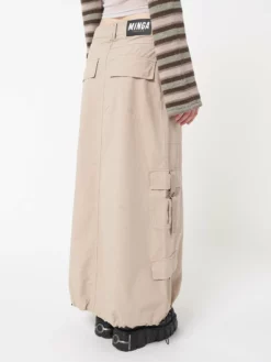 Minga London Clothing Aria Beige Cargo Maxi Skirt