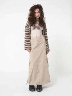 Minga London Clothing Aria Beige Cargo Maxi Skirt
