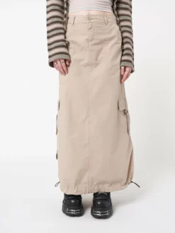 Minga London Clothing Aria Beige Cargo Maxi Skirt