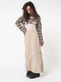 Minga London Clothing Aria Beige Cargo Maxi Skirt