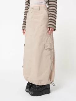 Minga London Clothing Aria Beige Cargo Maxi Skirt