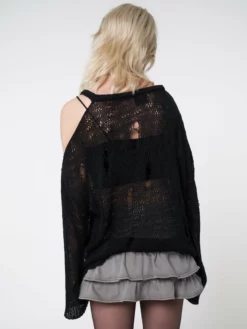 Minga London Most Wanted Avril Distressed Cut Out Net Knit Jumper