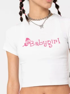 Minga London Babygirl Butterfly Crop Tee Clothing