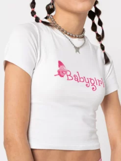 Minga London Babygirl Butterfly Crop Tee Clothing