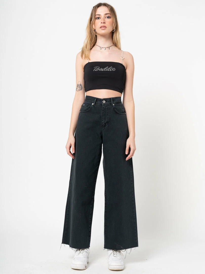 Minga London Clothing Baddie Rhinestone Heart Strap Crop Top