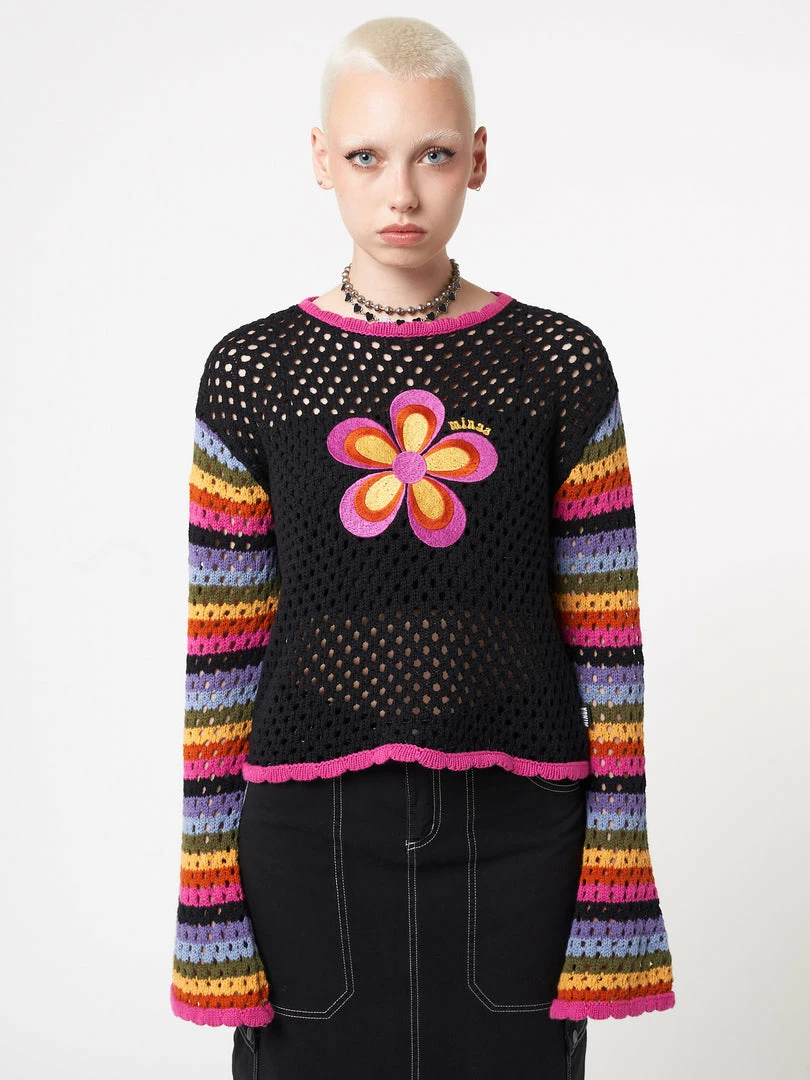 Minga London Most Wanted Bea Flower Power Rainbow Knit Jumper