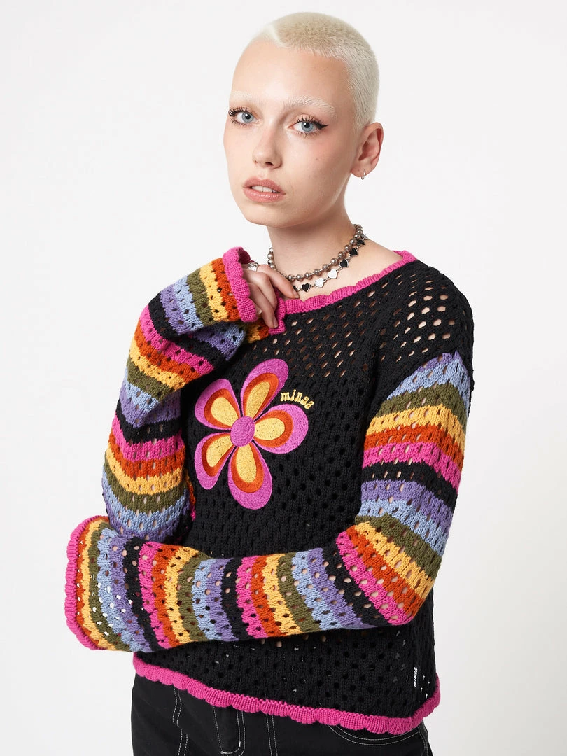 Minga London Most Wanted Bea Flower Power Rainbow Knit Jumper