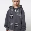 Minga London Billie Patch Prints Zip Up Hoodie Jacket Most Wanted