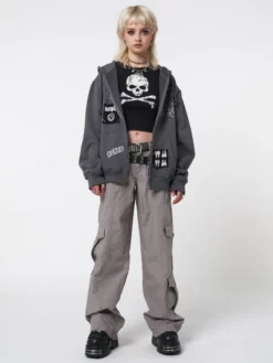 Minga London Billie Patch Prints Zip Up Hoodie Jacket Most Wanted