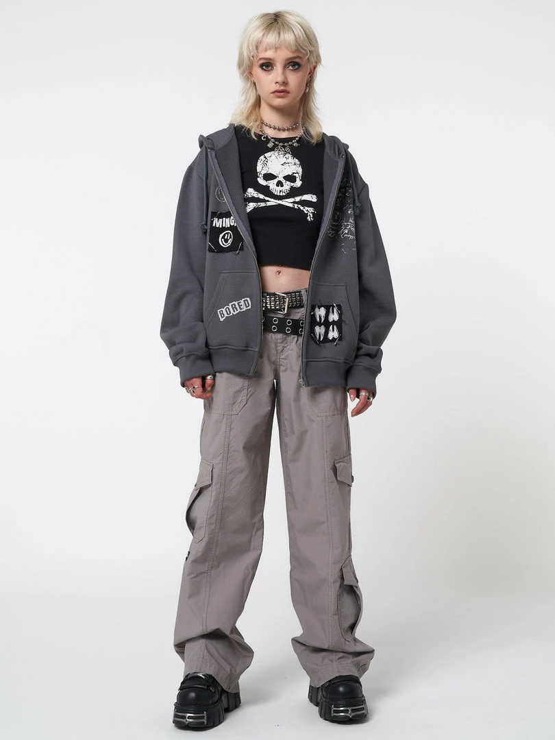 Minga London Billie Patch Prints Zip Up Hoodie Jacket Most Wanted