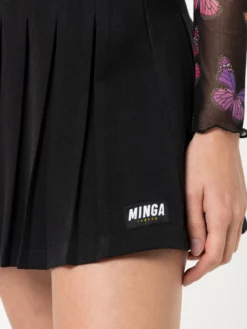 Minga London Black Pleated Tennis Skirt With Front Chain