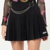 Minga London Black Pleated Tennis Skirt With Front Chain