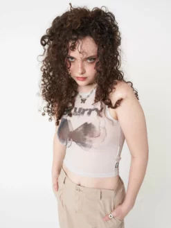 Minga London Clothing Blurry Butterfly Mesh Vest Top