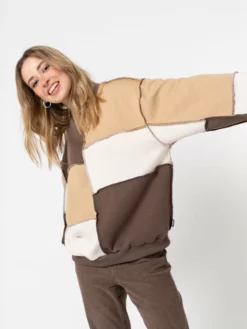 Minga London Clothing Brown Beige Patchwork Contrast Sweater