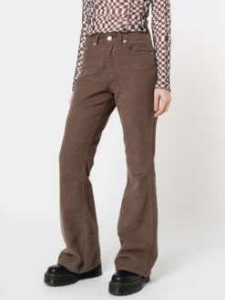 Minga London Clothing Brown Corduroy Flare Pants