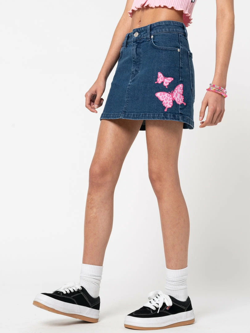 Minga London Butterfly Denim Mini Skirt Clothing