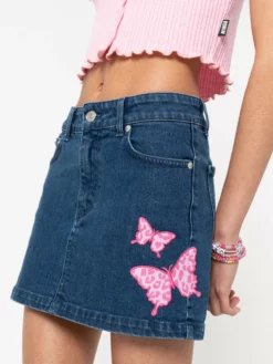 Minga London Butterfly Denim Mini Skirt Clothing