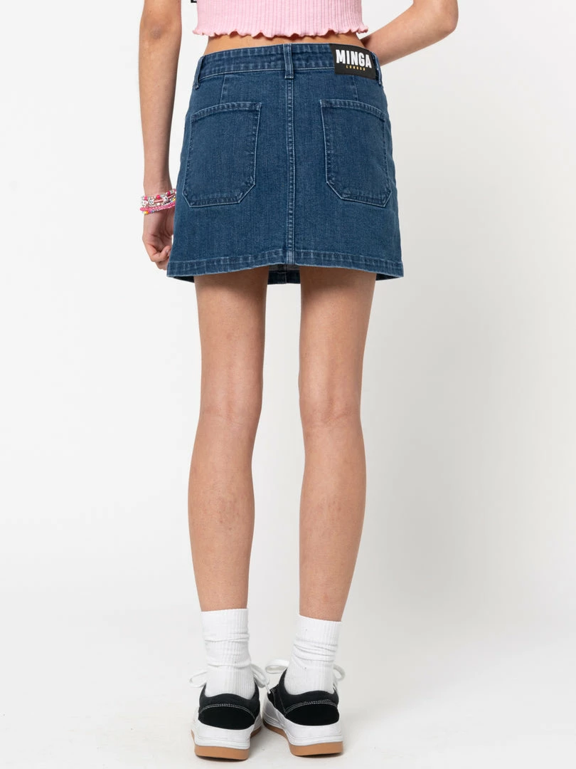 Minga London Butterfly Denim Mini Skirt Clothing