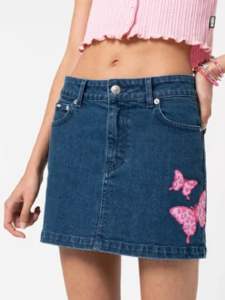 Minga London Butterfly Denim Mini Skirt Clothing
