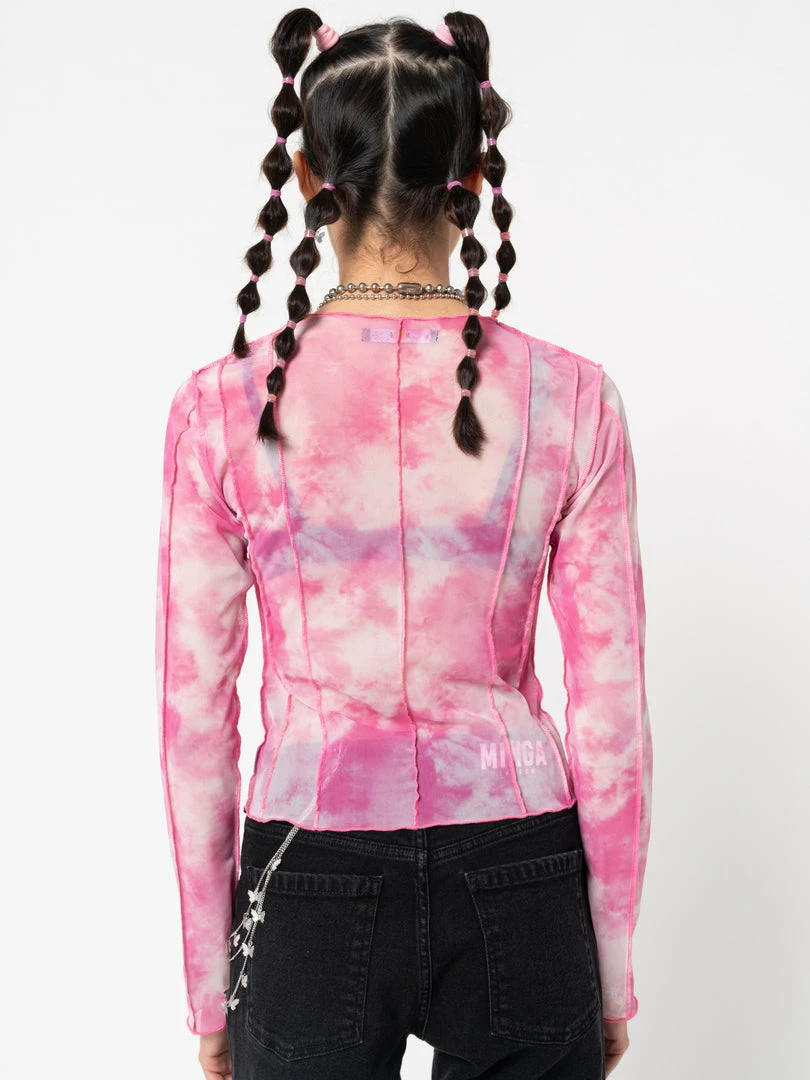 Minga London Butterfly Tie Dye Mesh Top Clothing