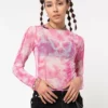 Minga London Butterfly Tie Dye Mesh Top Clothing