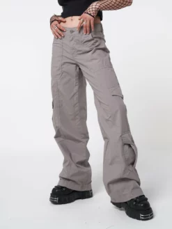 Minga London Cleo Grey Y2k Cargo Pants