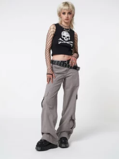 Minga London Cleo Grey Y2k Cargo Pants