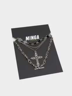 Minga London Crown Of Thorns Silver Necklace Set