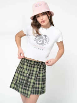 Minga London Clothing Culture Chinese Dragon Lettuce Edge Crop Tee