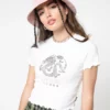 Minga London Clothing Culture Chinese Dragon Lettuce Edge Crop Tee
