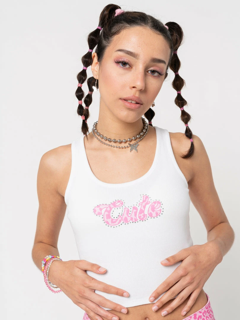 Minga London Cute Ribbed Vest Crop Top