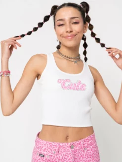 Minga London Cute Ribbed Vest Crop Top