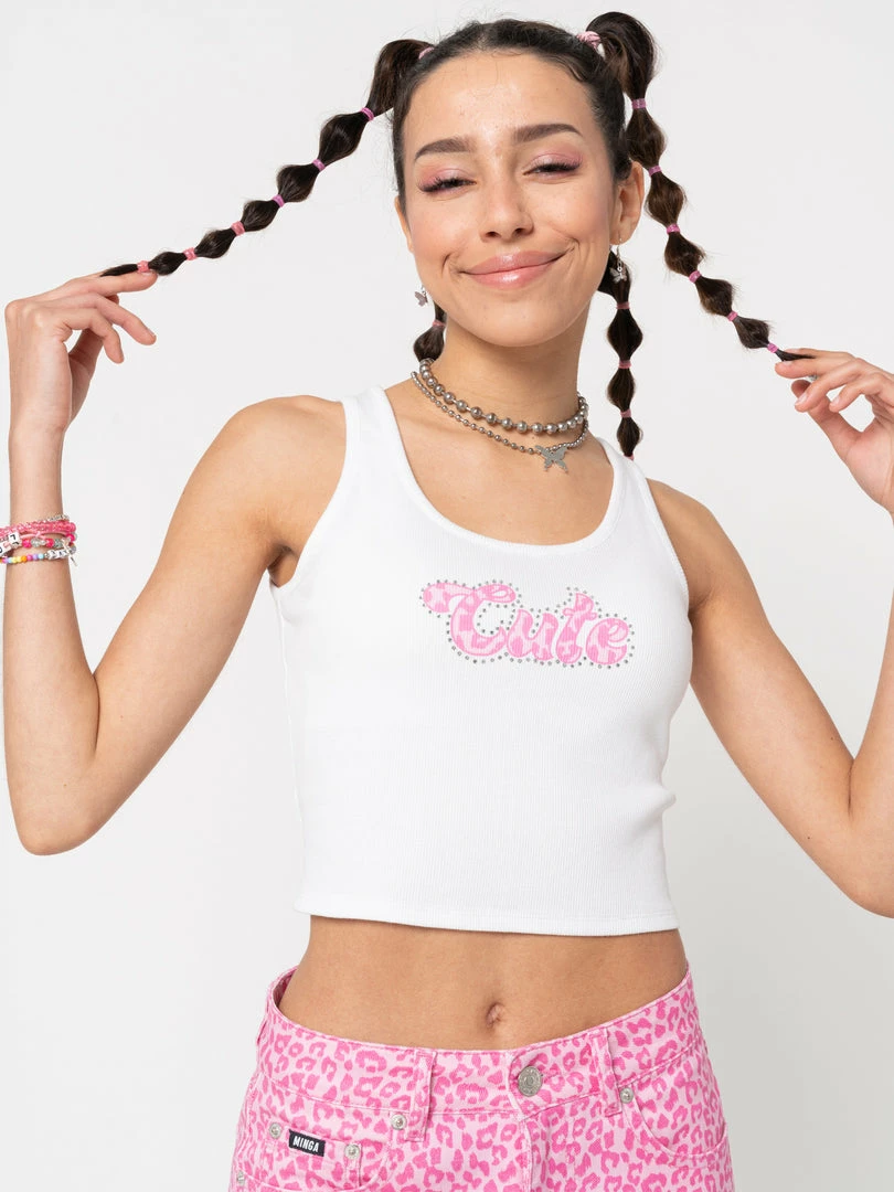 Minga London Cute Ribbed Vest Crop Top