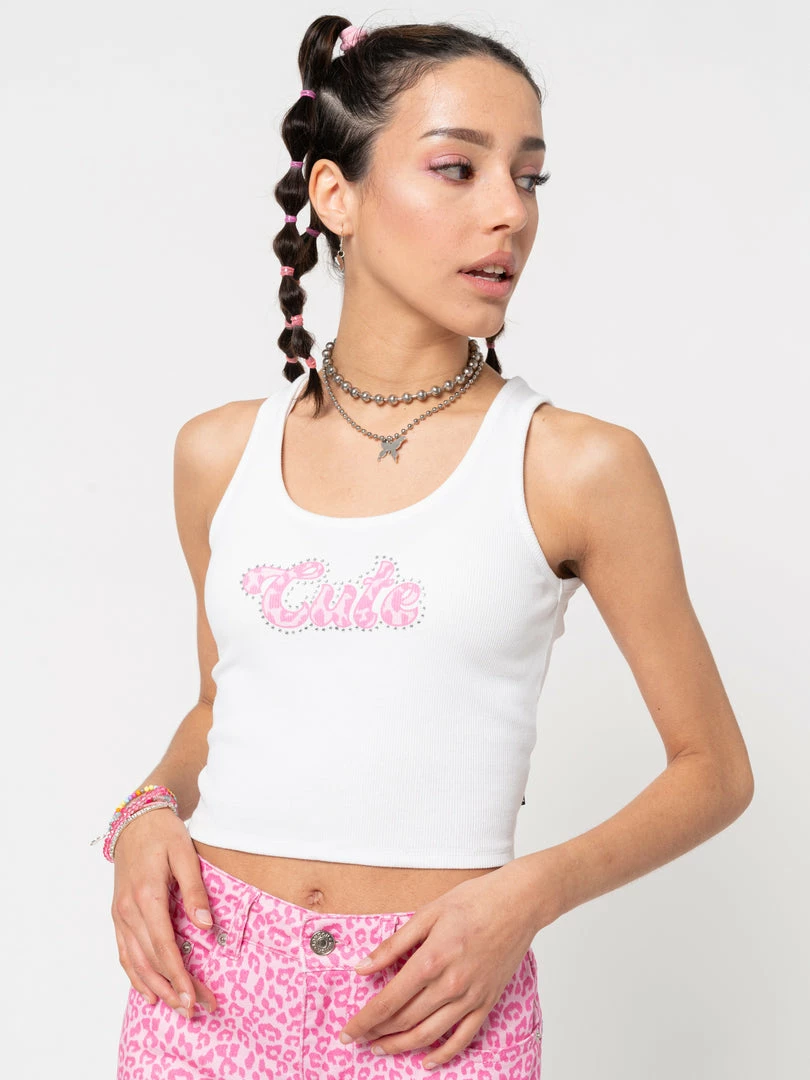 Minga London Cute Ribbed Vest Crop Top
