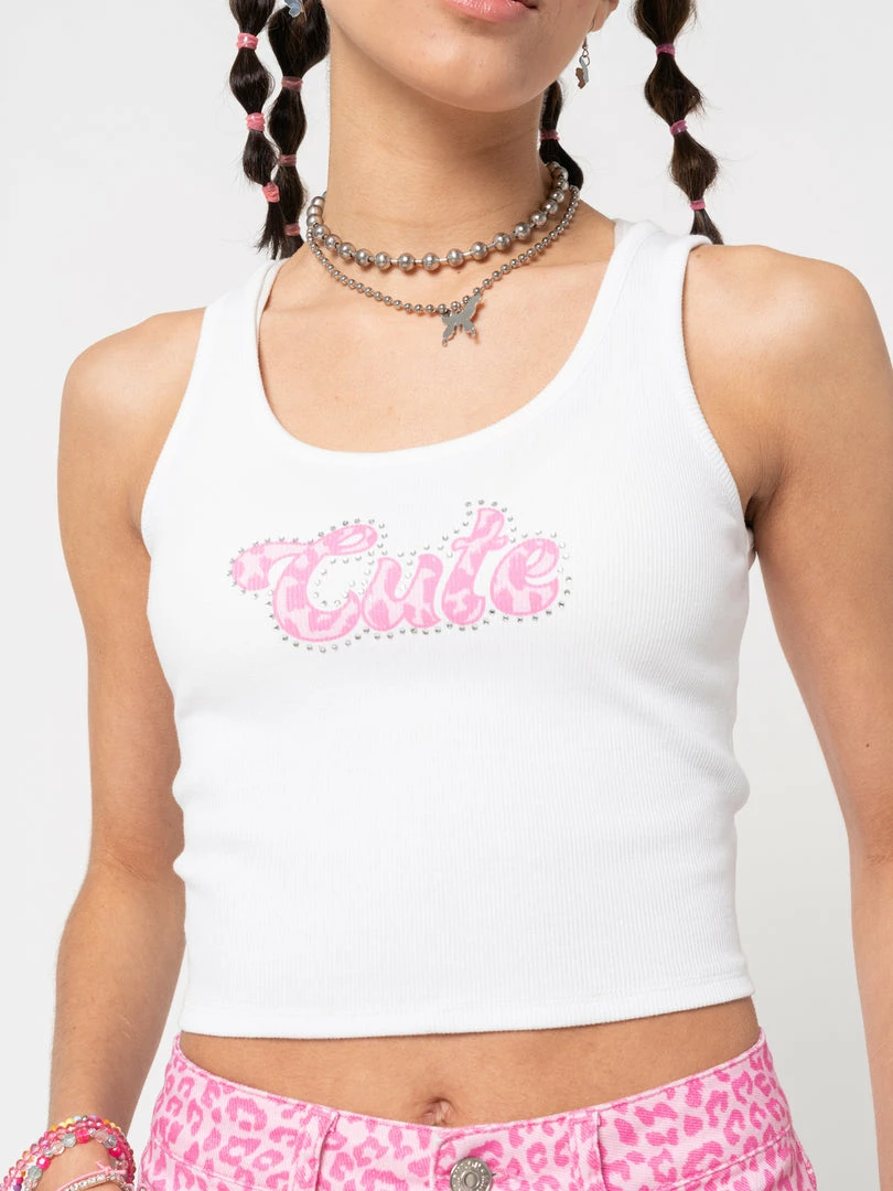 Minga London Cute Ribbed Vest Crop Top