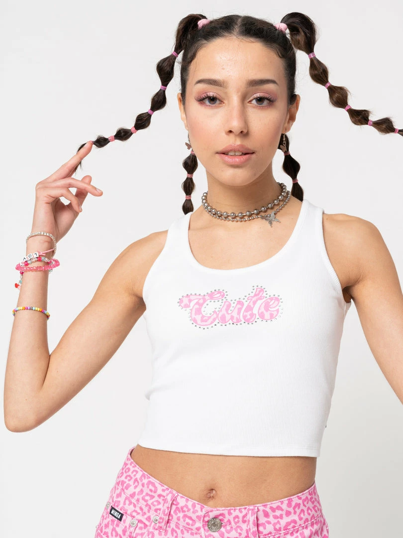 Minga London Cute Ribbed Vest Crop Top