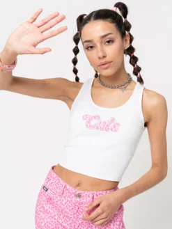 Minga London Cute Ribbed Vest Crop Top