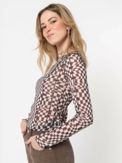 Minga London Distorted Check Mesh Top