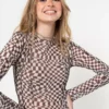 Minga London Distorted Check Mesh Top