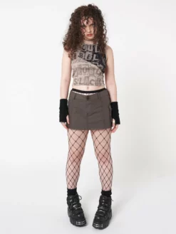 Minga London Ellie Brown Cargo Mini Skirt