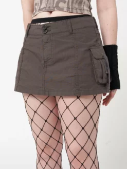 Minga London Ellie Brown Cargo Mini Skirt