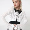 Minga London Elsie Tie Front Frill Crochet Crop Cardigan Most Wanted