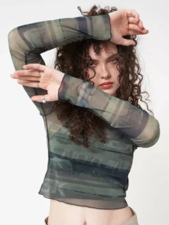 Minga London Evergreen Mesh Crop Top