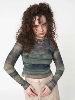 Minga London Evergreen Mesh Crop Top