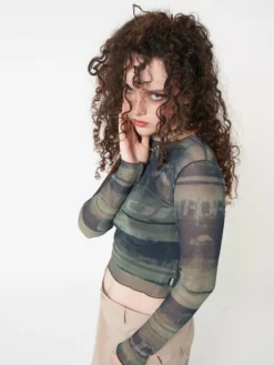 Minga London Evergreen Mesh Crop Top