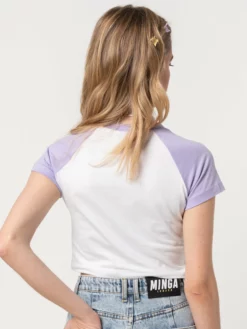 Minga London Tops & Tees Flaming Heart Raglan Crop Tee