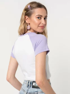 Minga London Tops & Tees Flaming Heart Raglan Crop Tee