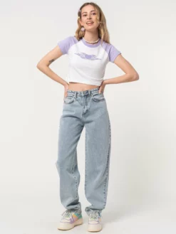 Minga London Tops & Tees Flaming Heart Raglan Crop Tee